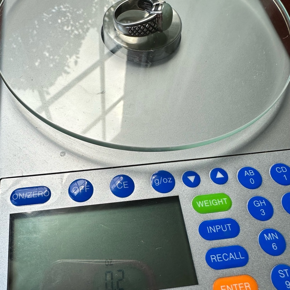 Vintage 925 Stamped Sterling Silver & Jade Jadeite Cabochon Ring Size 8 - Picture 13 of 13